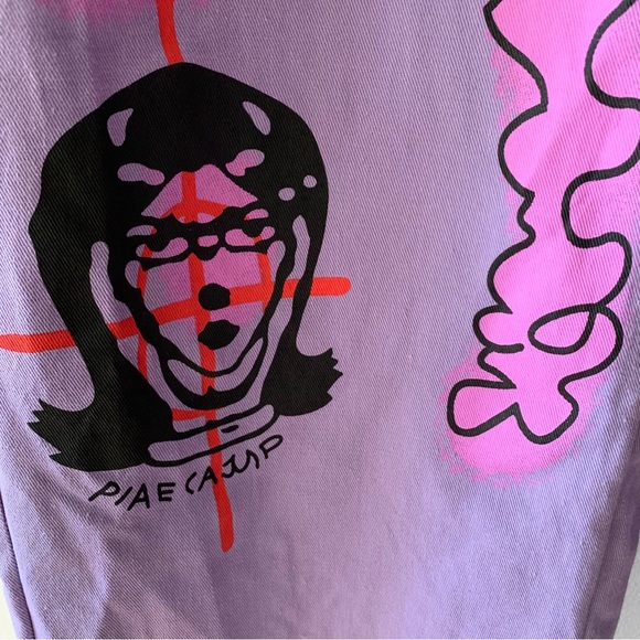 Kidcore Harijuku Bears Graphic Baggy Streetwear Pull On Neon Purple Pants Small - Picture 7 of 13